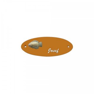 Namensschild Oval- Klassik 170x70mm  Terrakotta Motiv Fisch