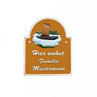 Das Decoramic Namensschild ist in den Farben terrakotta, grn, blau & braun lieferbar
