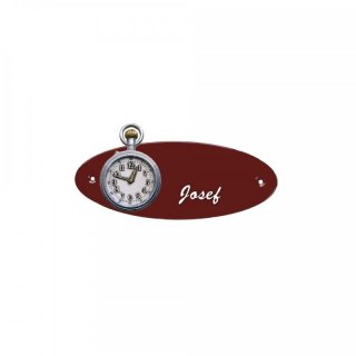 Namensschild Oval- Klassik 170x70mm  braun Motiv Uhrmacher Uhr