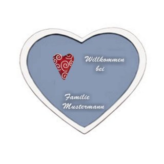 Das Namensschild Decoramic ist in drei Gren lieferbar. Motiv Herz rot / Wei
