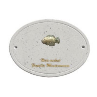 Decoramic Oval Granitgrau, Motiv Fisch gold