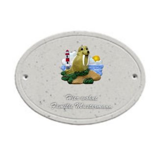 Decoramic Oval Granitgrau, Motiv Seehund