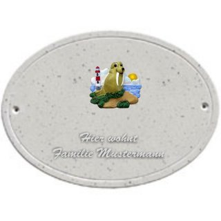 Decoramic Oval Granitgrau, Motiv Seehund