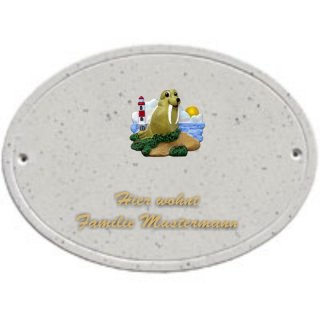 Decoramic Oval Granitgrau, Motiv Seehund