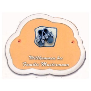 Decoramic Wolkentraum 624 Toskana, Motiv Babyschuhe blau