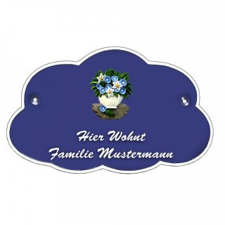 Decoramic Wolkentraum Blau, Motiv Blumentopf mittel