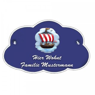 Decoramic Wolkentraum Blau, Motiv Bremen Kogge