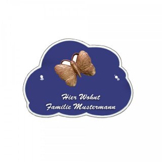 Decoramic Wolkentraum Blau, Motiv Schmetteling bronze