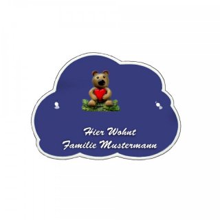 Decoramic Wolkentraum Blau, Motiv Teddy sitzend mit Herz