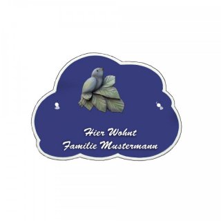 Decoramic Wolkentraum Blau, Motiv Vogel lila links