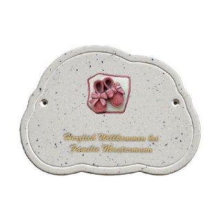 Decoramic Wolkentraum Granitgrau, Motiv Baby Schuhe rosa