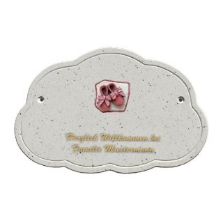 Decoramic Wolkentraum Granitgrau, Motiv Baby Schuhe rosa