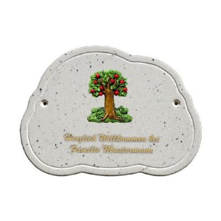Decoramic Wolkentraum Granitgrau, Motiv Baum pfel