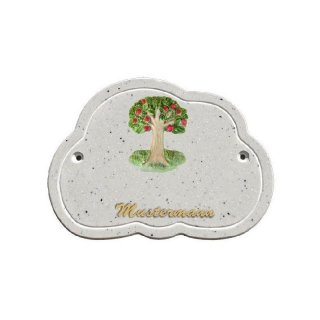 Decoramic Wolkentraum Granitgrau, Motiv Baum mit Apfel