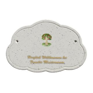 Decoramic Wolkentraum Granitgrau, Motiv Baum mit Apfel
