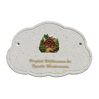 Decoramic Wolkentraum Granitgrau, Motiv Berghtte Tannen