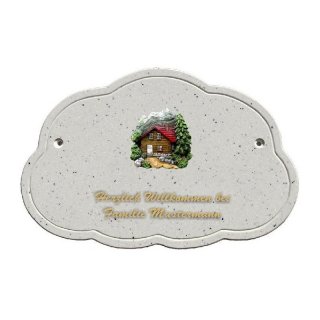 Decoramic Wolkentraum Granitgrau, Motiv Berghtte