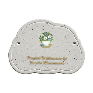 Decoramic Wolkentraum Granitgrau, Motiv Blumentopf