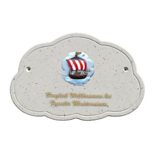 Decoramic Wolkentraum Granitgrau, Motiv Bremen Kogge