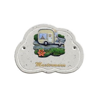 Decoramic Wolkentraum Granitgrau, Motiv Campingwagen