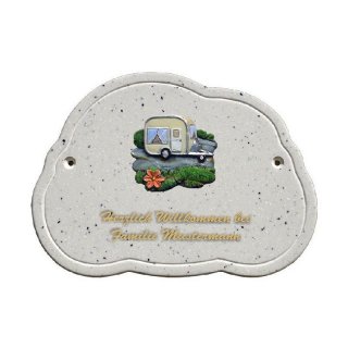 Decoramic Wolkentraum Granitgrau, Motiv Campingwagen