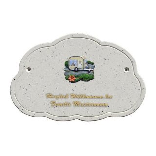Decoramic Wolkentraum Granitgrau, Motiv Campingwagen