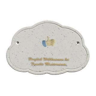 Decoramic Wolkentraum Granitgrau, Motiv Daumen hoch