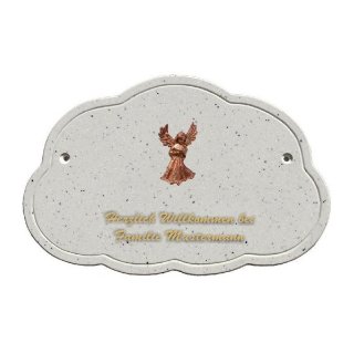 Decoramic Wolkentraum Granitgrau, Motiv Engel Buch bronze