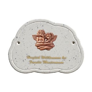 Decoramic Wolkentraum Granitgrau, Motiv Engel Putten bronze