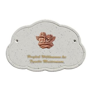 Decoramic Wolkentraum Granitgrau, Motiv Engel Putten bronze