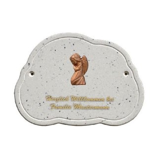 Decoramic Wolkentraum Granitgrau, Motiv Engel kniend Bronze