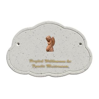 Decoramic Wolkentraum Granitgrau, Motiv Engel kniend Bronze