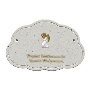 Decoramic Wolkentraum Granitgrau, Motiv Engel kniend weiss