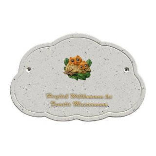 Decoramic Wolkentraum Granitgrau, Motiv Eulen Vater Mutter Familie