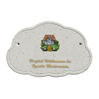 Decoramic Wolkentraum Granitgrau, Motiv Firesenhaus wei