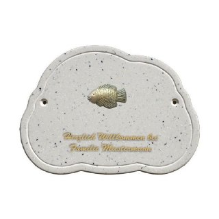 Decoramic Wolkentraum Granitgrau, Motiv Fisch gold
