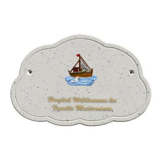 Decoramic Wolkentraum Granitgrau, Motiv Fischkutter