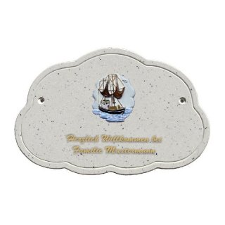 Decoramic Wolkentraum Granitgrau, Motiv Fischkutter