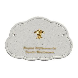 Decoramic Wolkentraum Granitgrau, Motiv Fleur de lys gold