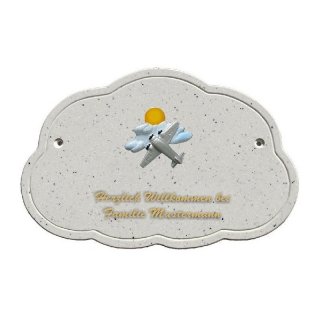 Decoramic Wolkentraum Granitgrau, Motiv Flugzeug