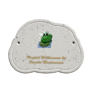 Decoramic Wolkentraum Granitgrau, Motiv Frosch Mutter Familie