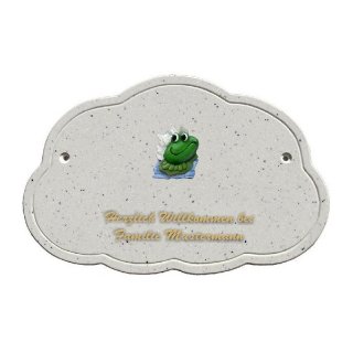 Decoramic Wolkentraum Granitgrau, Motiv Frosch Mutter Familie