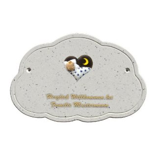 Decoramic Wolkentraum Granitgrau, Motiv Geburt Herz Junge