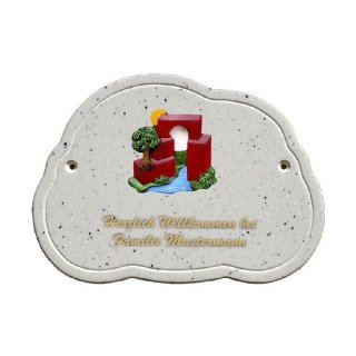 Decoramic Wolkentraum Granitgrau, Motiv Grundsteinlegung