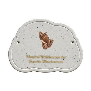 Decoramic Wolkentraum Granitgrau, Motiv Hnde betend bronze
