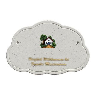 Decoramic Wolkentraum Granitgrau, Motiv Haus mit Baum