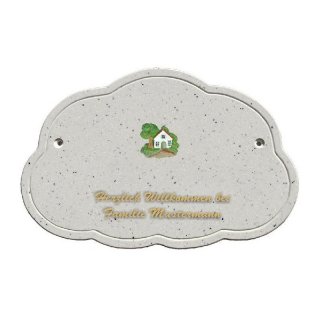 Decoramic Wolkentraum Granitgrau, Motiv Haus mit Baum