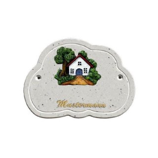 Decoramic Wolkentraum Granitgrau, Motiv Haus mit Baum