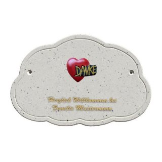 Decoramic Wolkentraum Granitgrau, Motiv Herz Danke