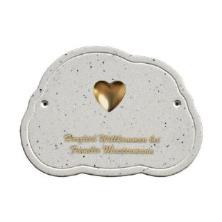 Decoramic Wolkentraum Granitgrau, Motiv Herz Gold